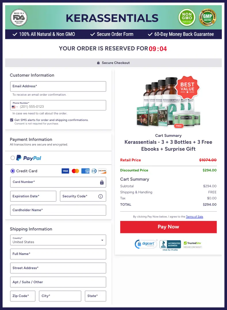 Kerassentials Official Website Secure Order Page